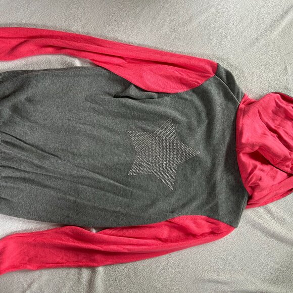 Gray/Pink Zip up Sweater Hoodie - Picture 2 of 6